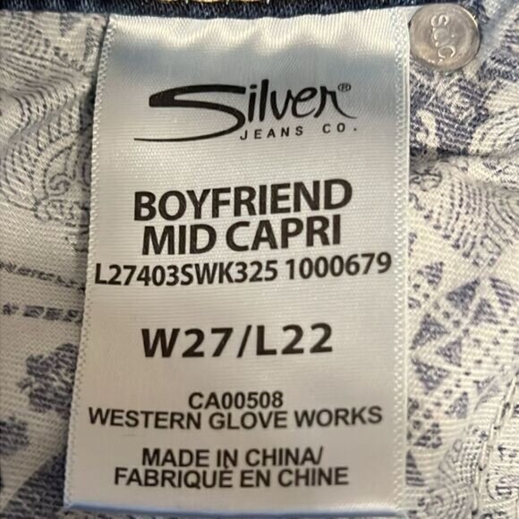 Silver Blue Boyfriend Joga Capris Clamdiggers Jeans Size 27 - Picture 10 of 10